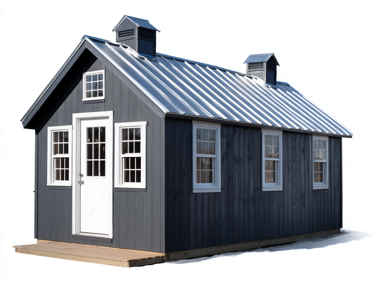 Garden Shed wooden structure 300x240x260 cm - dark grey white light grey - outdoor storage design-Dengethub