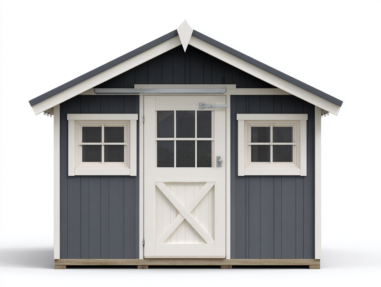 Garden Shed Wooden Storage House 180x140x200 cm - Dark Grey White - Classic Outdoor Design-Dengethub