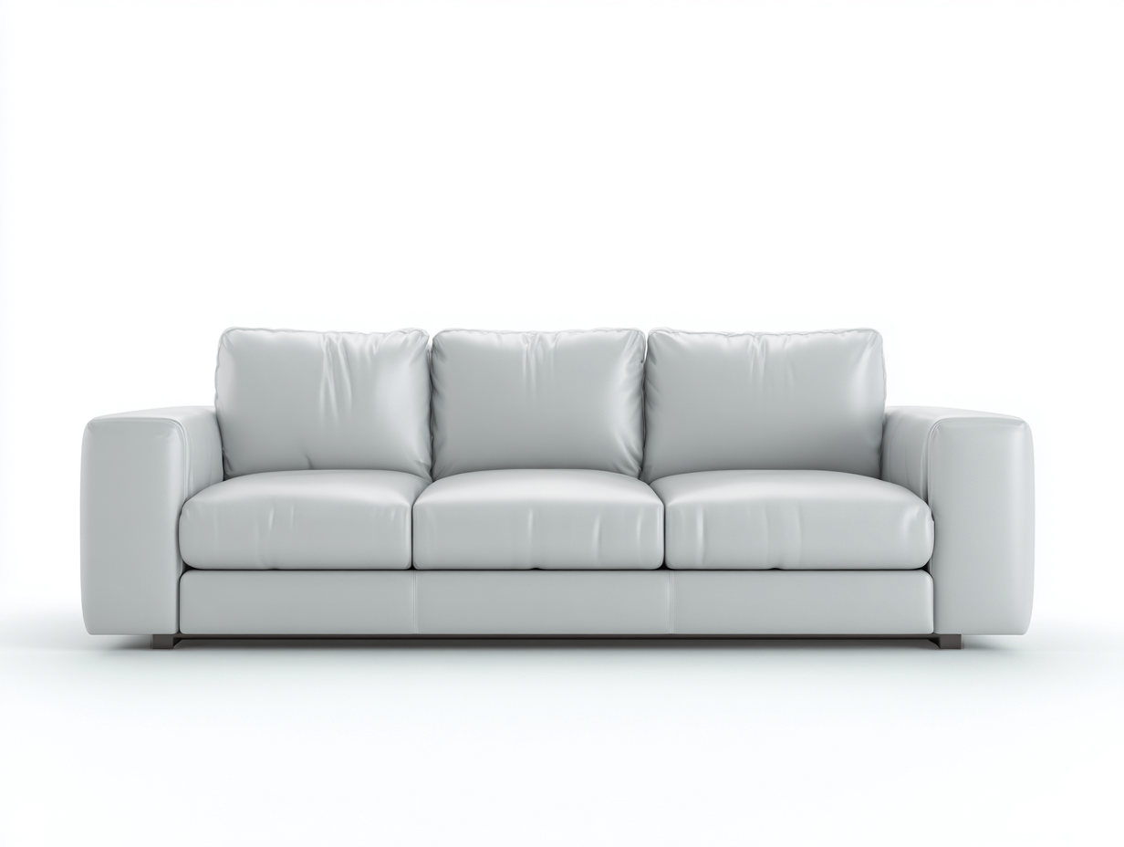 3 Seater Sofas genuine leather sofa 215x92x88 cm - White - Contemporary comfort design-Dengethub