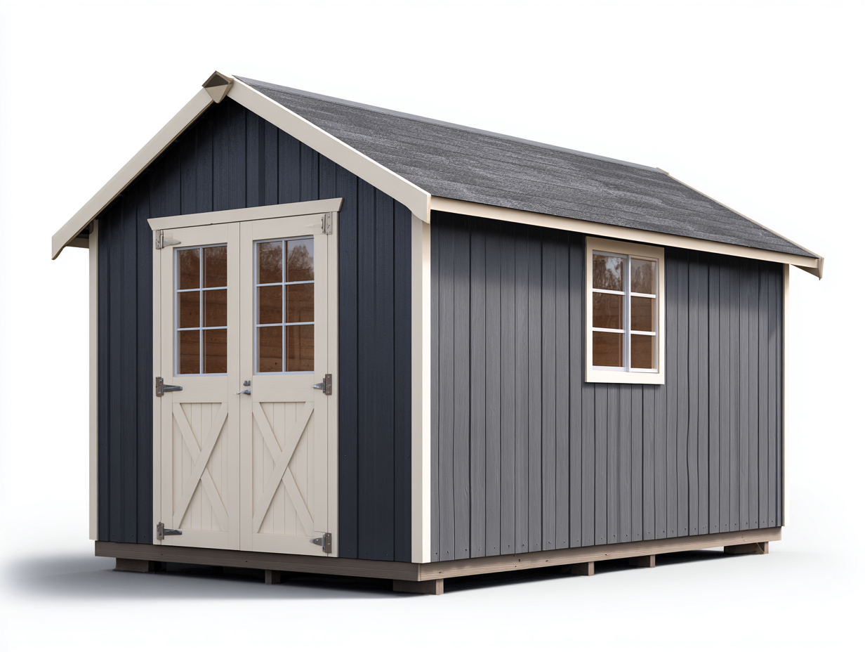 Garden Shed Wooden Panel Construction Asphalt Roof 240x180x220 cm - Dark Grey-White - Outdoor Storage Design-Dengethub