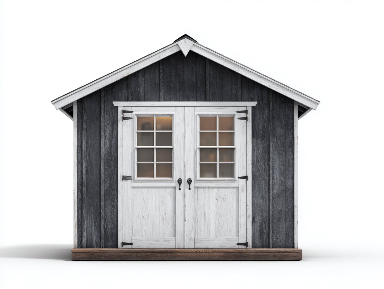 Garden Shed wooden garden shed with double doors 200x160x210 cm - Dark Grey-White - Classic outdoor storage design-Cozygoio