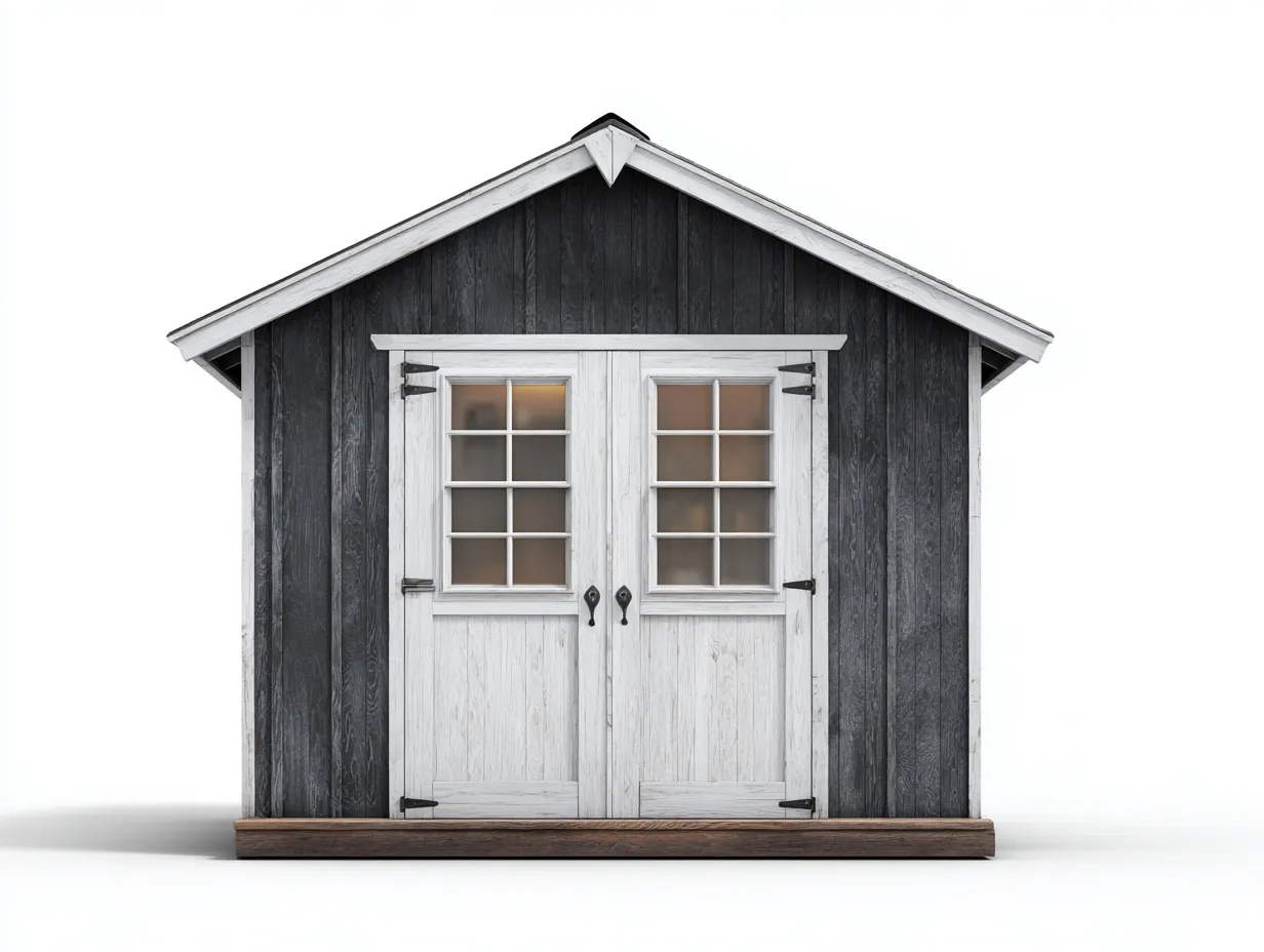 Garden Shed wooden garden shed with double doors 200x160x210 cm - Dark Grey-White - Classic outdoor storage design-Cozygoio