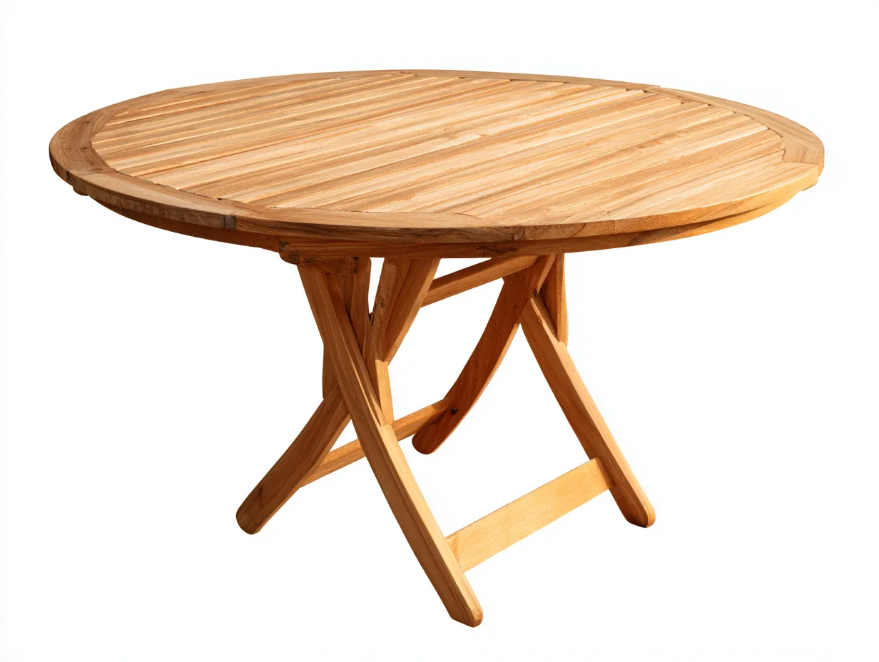 Garden Table Solid Wood Construction Round Top 130x130x75 cm - Natural - Outdoor Dining Design-Cozygoio