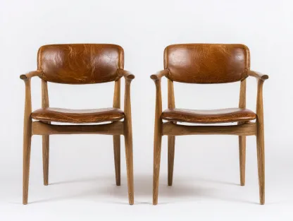 Dining Chair solid wood frame leather seat 52x55x78 cm - brown - classic dining design-Cozygoio