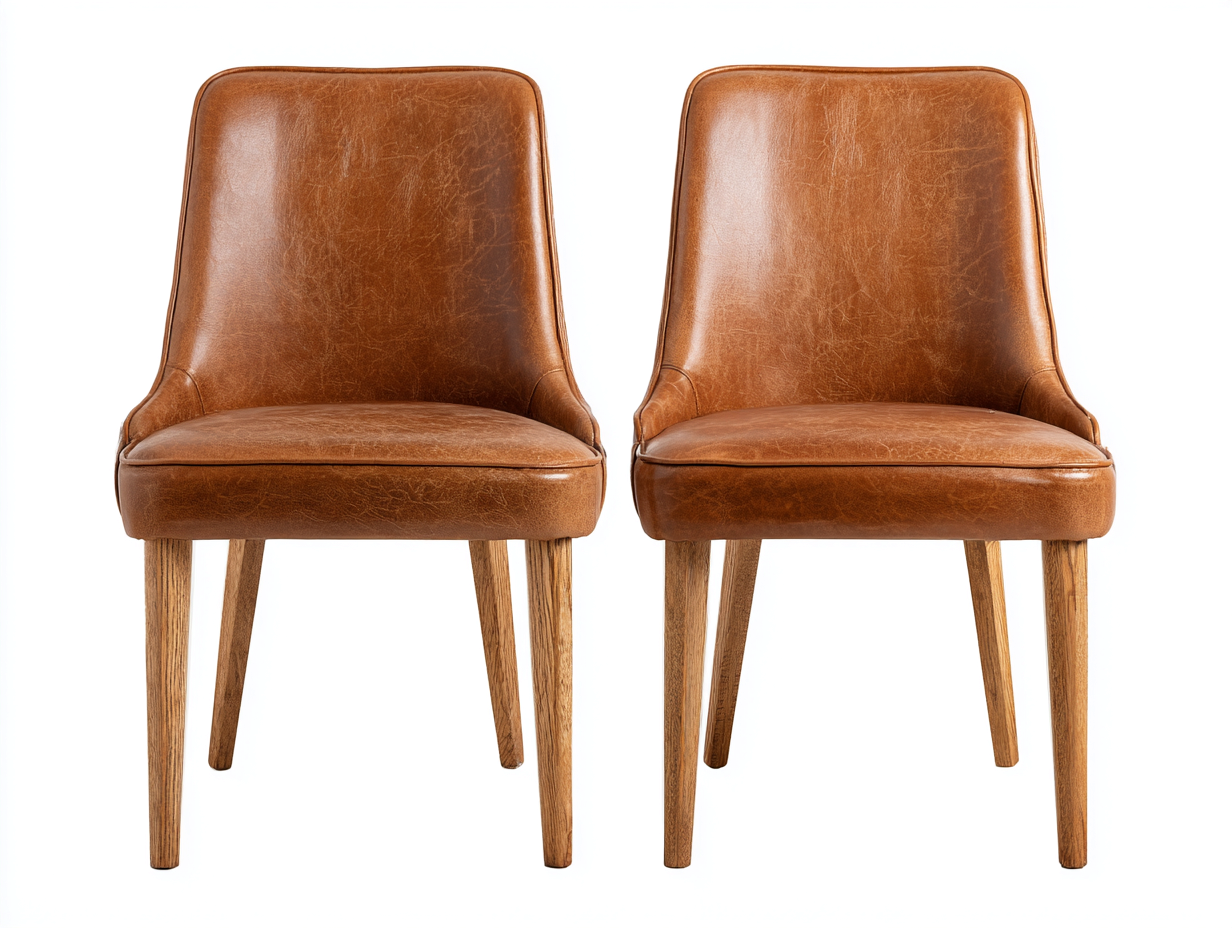 Dining Chair solid wood legs leather upholstery 50x54x80 cm - brown - classic dining style-Cozygoio