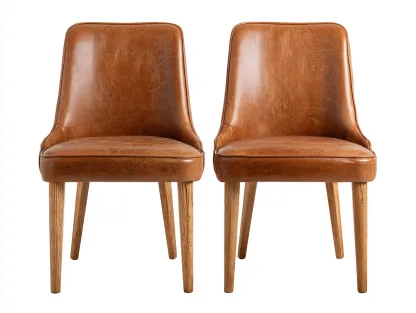 Dining Chair solid wood legs leather upholstery 50x54x80 cm - brown - classic dining style-Cozygoio