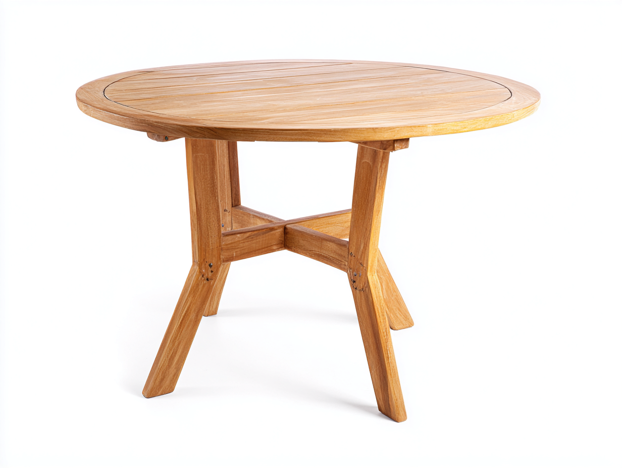 Garden Table Solid Wood Construction Round Top 120x120x75 cm - Natural - Outdoor Dining Design-Cozygoio