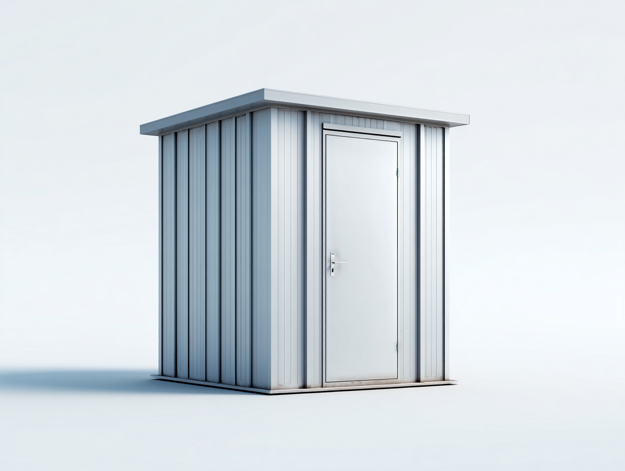 Garden Shed Metal Panel Construction Flat Roof Single Door 120x120x210 cm - Light Grey - Compact Outdoor Storage Design-Cozygoio