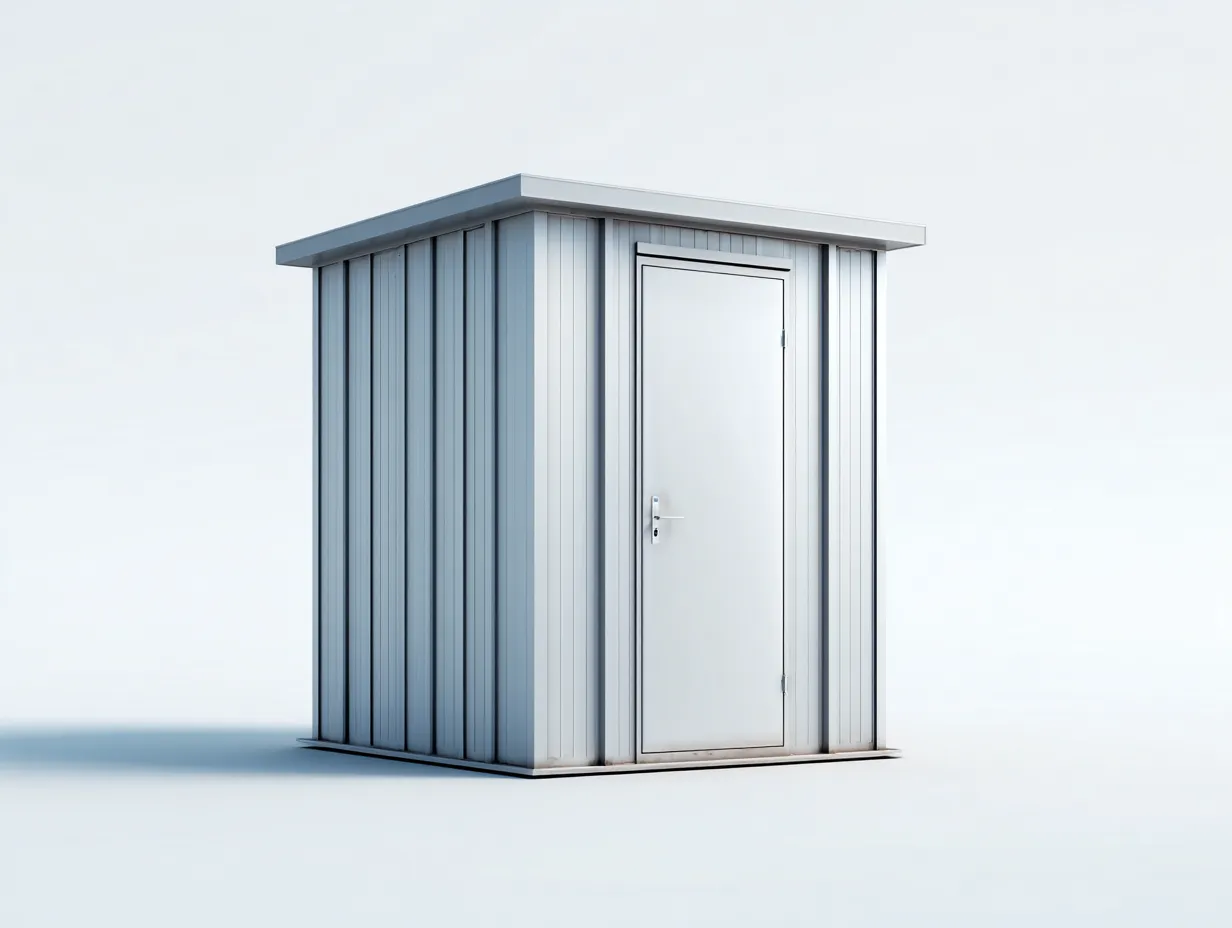 Garden Shed Metal Panel Construction Flat Roof Single Door 120x120x210 cm - Light Grey - Compact Outdoor Storage Design-Cozygoio