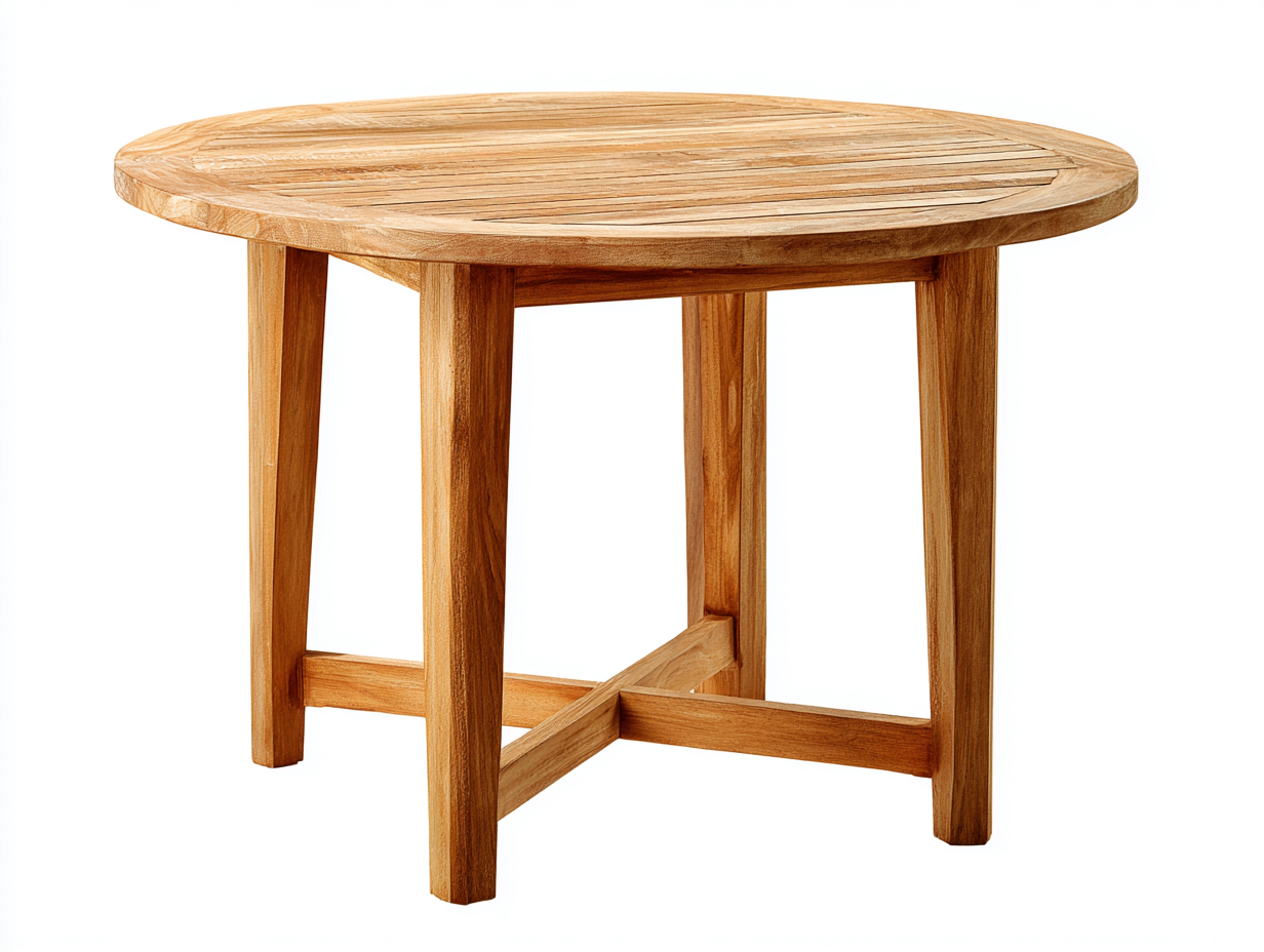 Garden Table Solid Wood Round Top 90x90x75 cm - Natural - Classic Outdoor Dining Design-Cozygoio