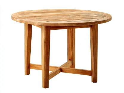 Garden Table Solid Wood Round Top 90x90x75 cm - Natural - Classic Outdoor Dining Design-Cozygoio