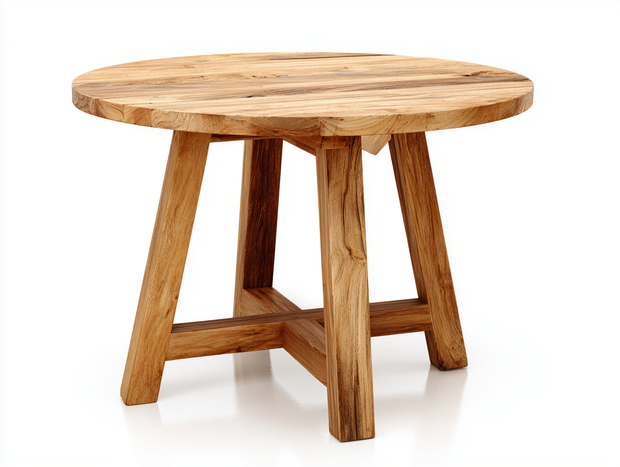 Garden Table solid wood round garden table 90x90x75 cm - Natural Wood - Rustic outdoor design-Cozygoio