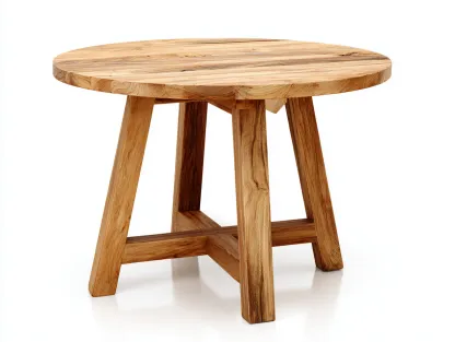 Garden Table solid wood round garden table 90x90x75 cm - Natural Wood - Rustic outdoor design-Cozygoio