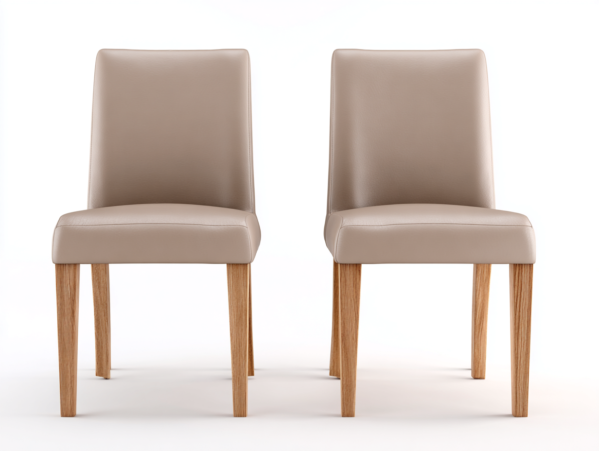 Dining Chair Upholstered PU Leather 2-Piece Set 45x55x90 cm - Beige - Modern Dining Design-Cozygoio