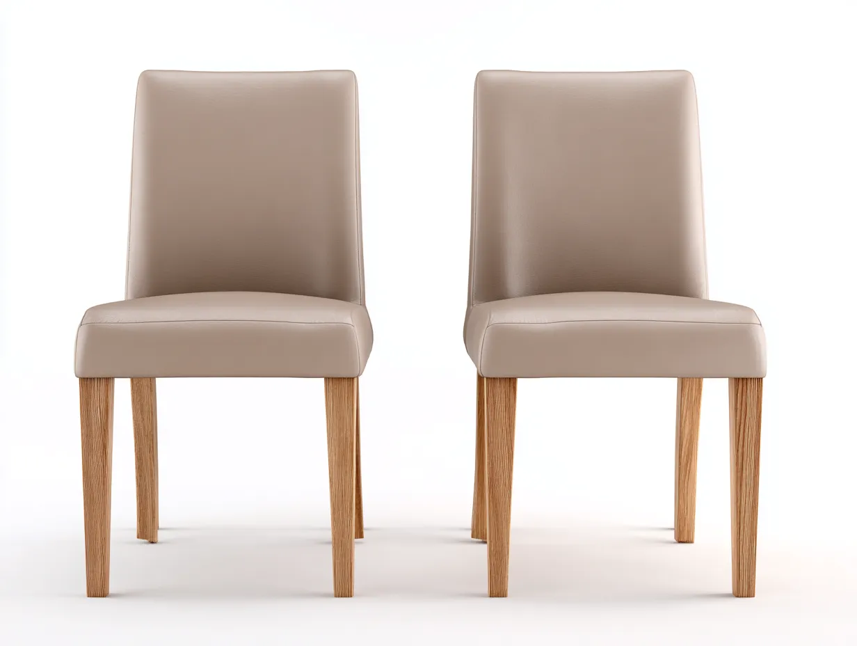 Dining Chair Upholstered PU Leather 2-Piece Set 45x55x90 cm - Beige - Modern Dining Design-Cozygoio