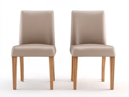 Dining Chair Upholstered PU Leather 2-Piece Set 45x55x90 cm - Beige - Modern Dining Design-Cozygoio