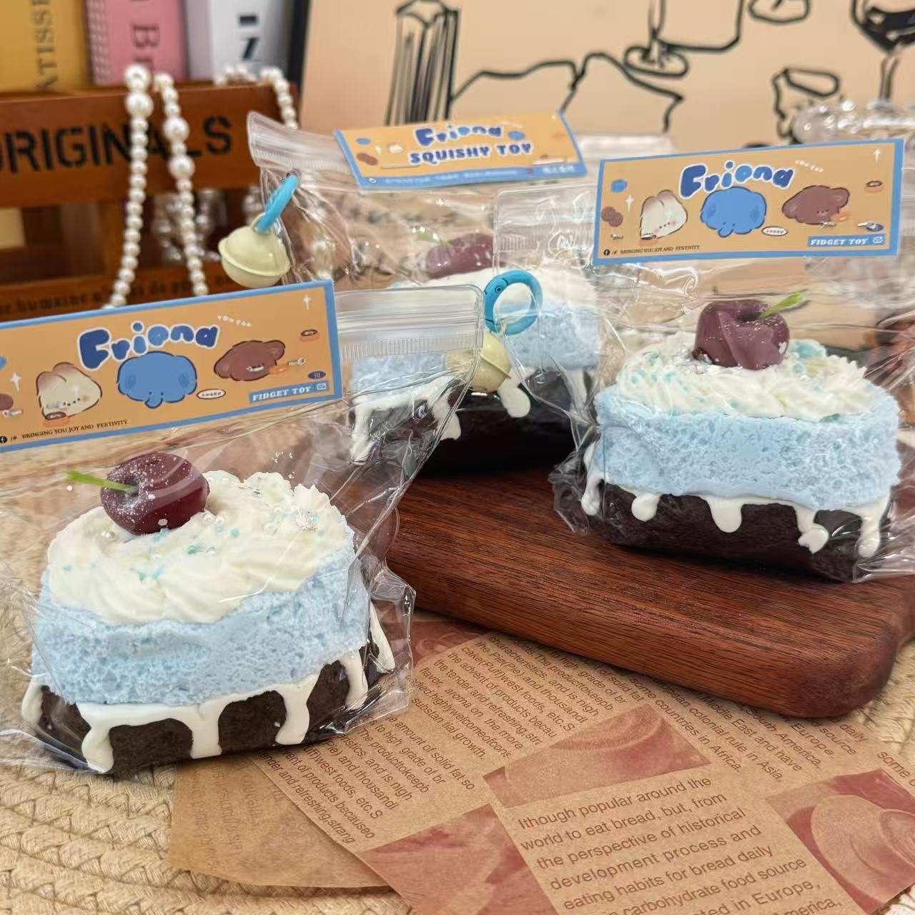 Cherry Sea Salt Cake ，ねんねる，押して潰せるおもちゃ，high-quality handmade product. Not a food item.  A perfect gift.ストレス解消おもちゃ.