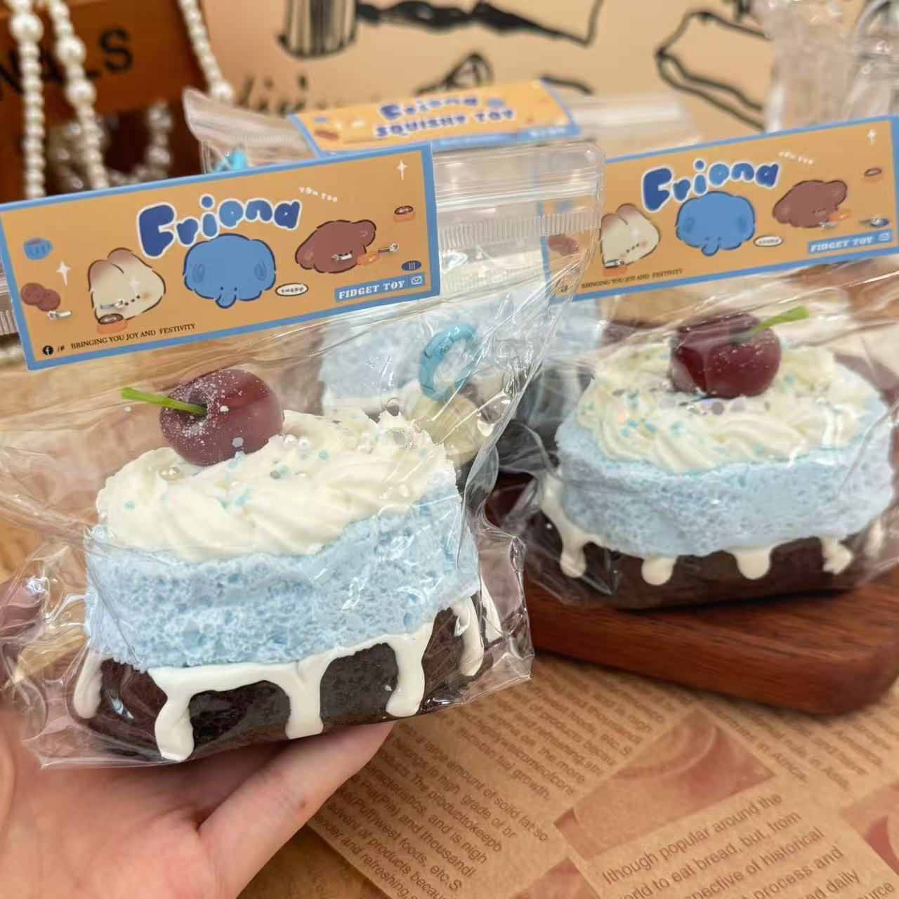 Cherry Sea Salt Cake ，ねんねる，押して潰せるおもちゃ，high-quality handmade product. Not a food item.  A perfect gift.ストレス解消おもちゃ.