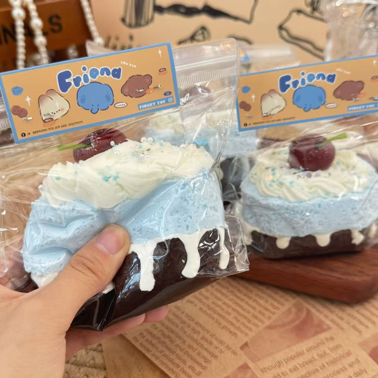 Cherry Sea Salt Cake ，ねんねる，押して潰せるおもちゃ，high-quality handmade product. Not a food item.  A perfect gift.ストレス解消おもちゃ.