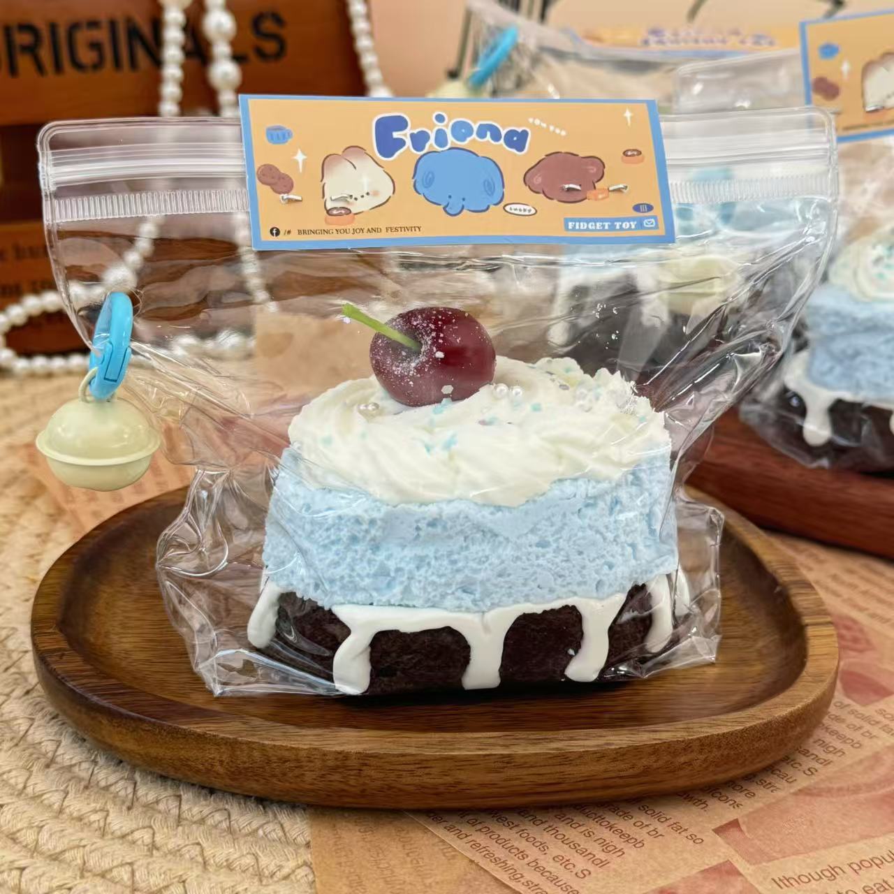 Cherry Sea Salt Cake ，ねんねる，押して潰せるおもちゃ，high-quality handmade product. Not a food item.  A perfect gift.ストレス解消おもちゃ.
