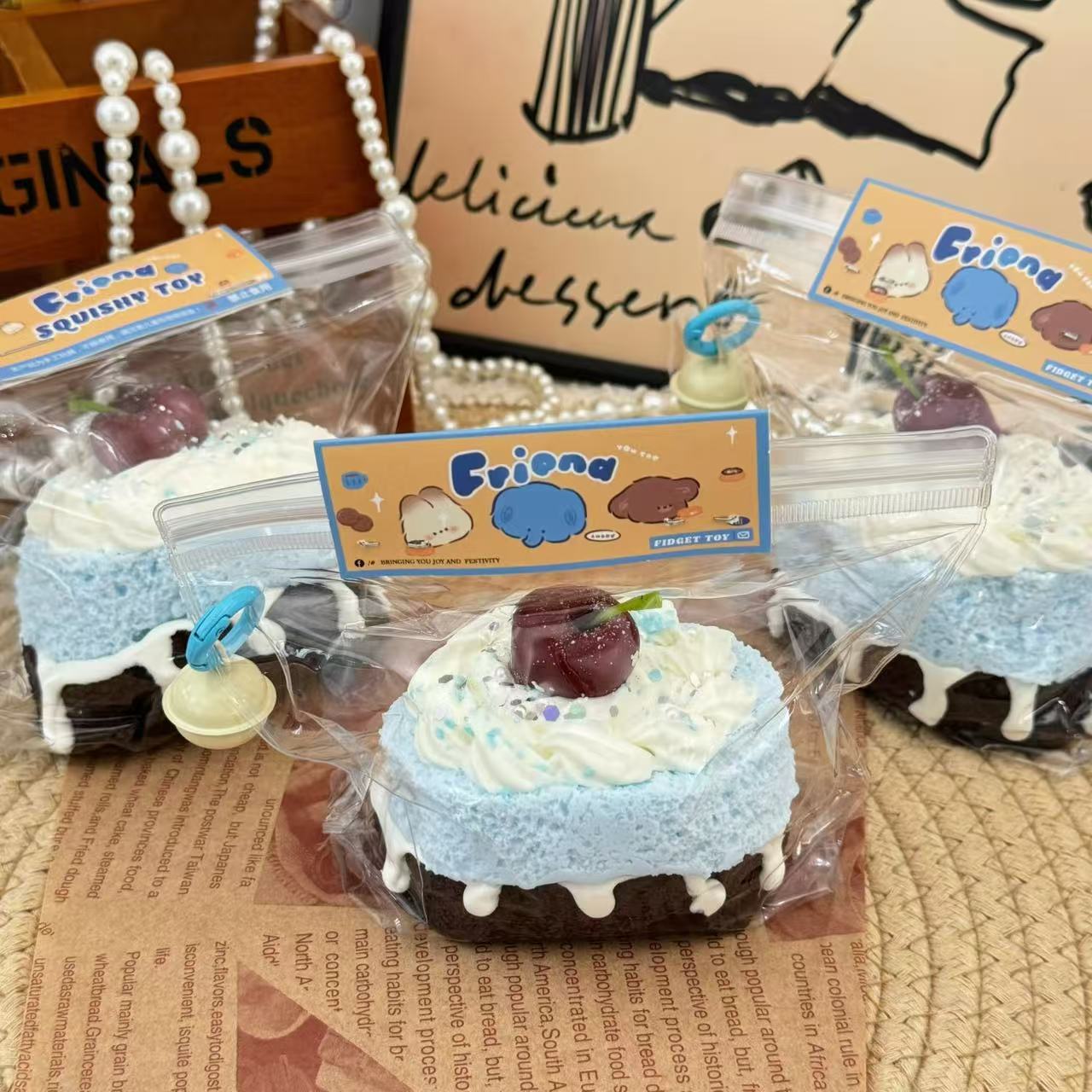 Cherry Sea Salt Cake ，ねんねる，押して潰せるおもちゃ，high-quality handmade product. Not a food item.  A perfect gift.ストレス解消おもちゃ.