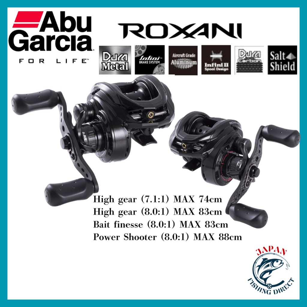AbuGarcia ROXANI Series High Performance Baitcasting Reel with Carbon Handle for Saltwater Fishing