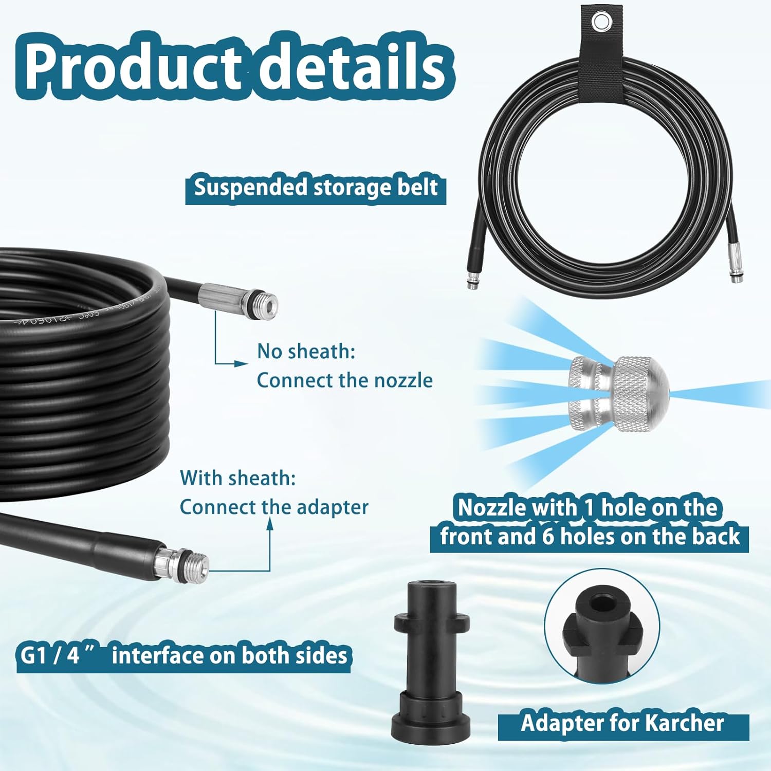 High pressure car washing machine hose sewage pipe rat nozzle pipeline cleaning hose
