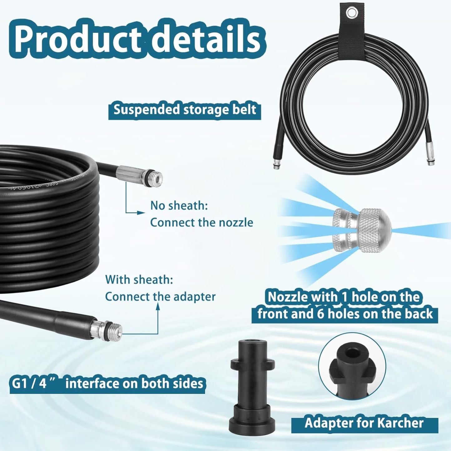 High pressure car washing machine hose sewage pipe rat nozzle pipeline cleaning hose