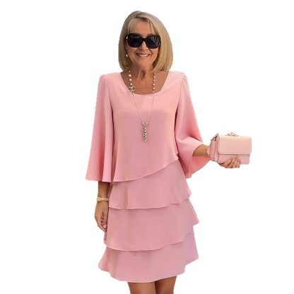 Lace Dress with Ruffled Long Sleeves