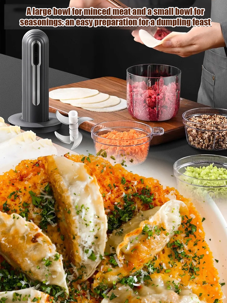 [4 Bowls, 2 Cuts, 6-Second Quick Chop] Mini Kitchen Cooker