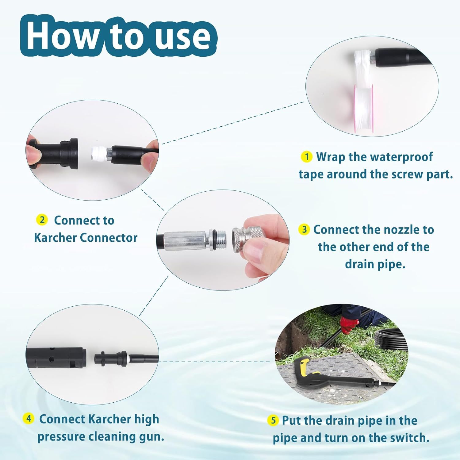 High pressure car washing machine hose sewage pipe rat nozzle pipeline cleaning hose