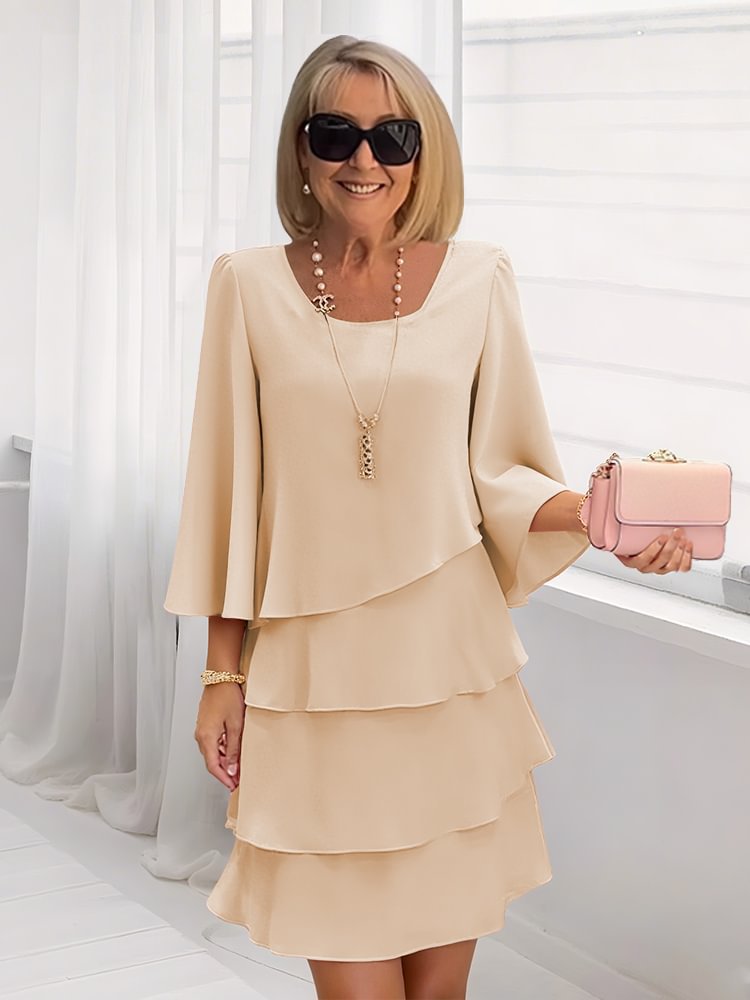 Lace Dress with Ruffled Long Sleeves