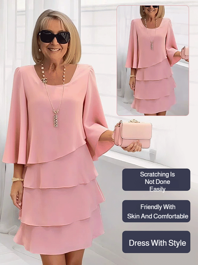 Lace Dress with Ruffled Long Sleeves