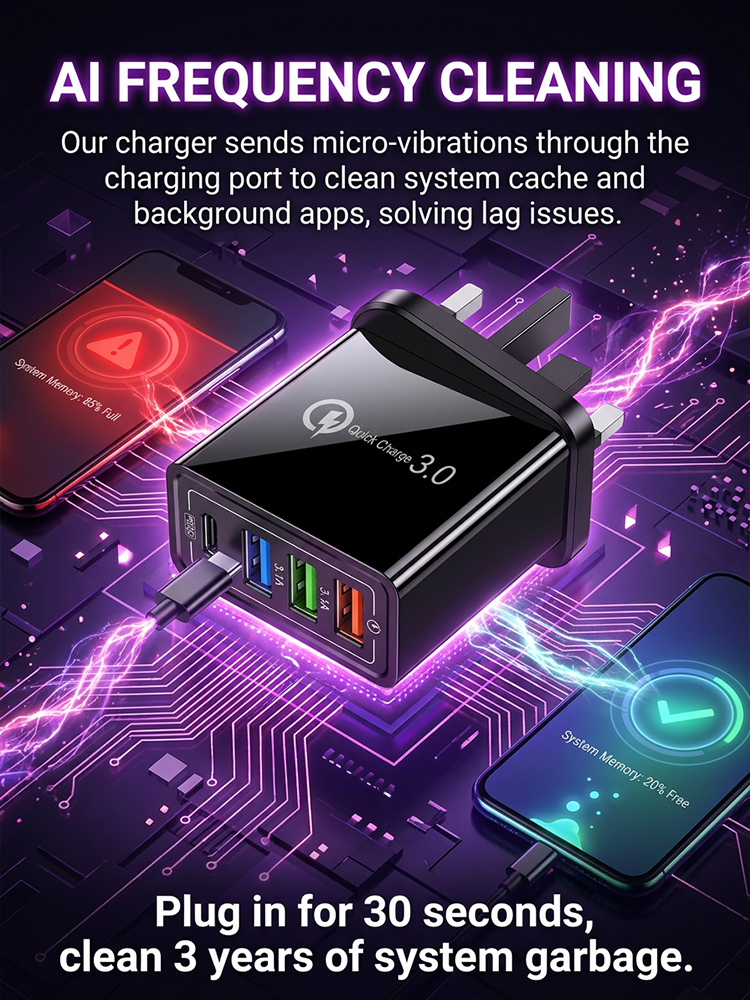 Four-Port Travel Charger for Extended Phone Battery Life