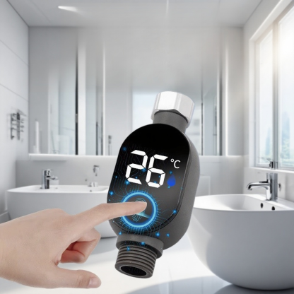 Shower head thermometer