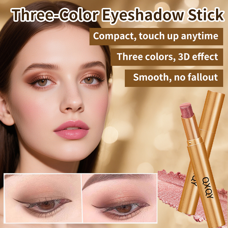 Lazy eyeshadow stick three colors one touch matte earth color concealer light makeup three in one wa