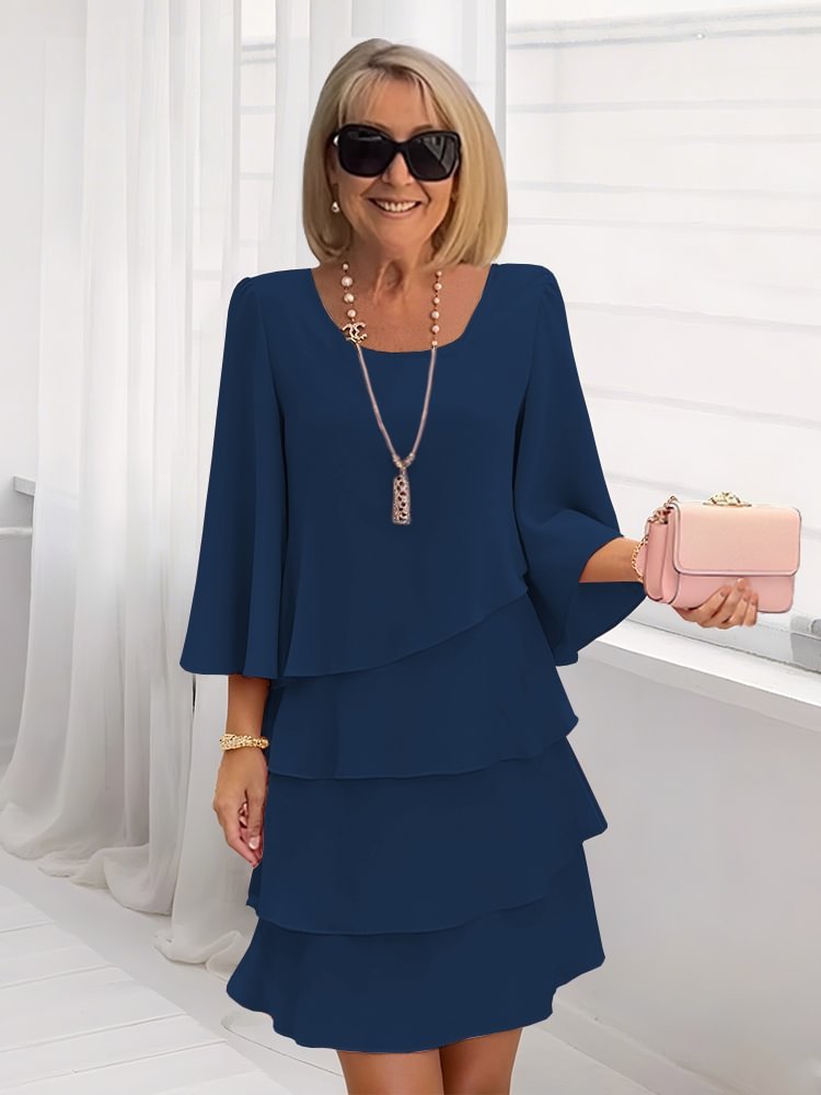 Lace Dress with Ruffled Long Sleeves