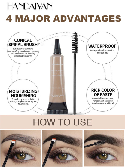 Long-lasting waterproof and smudge-proof liquid eyebrow tint