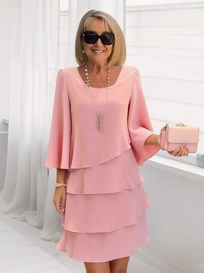 Lace Dress with Ruffled Long Sleeves