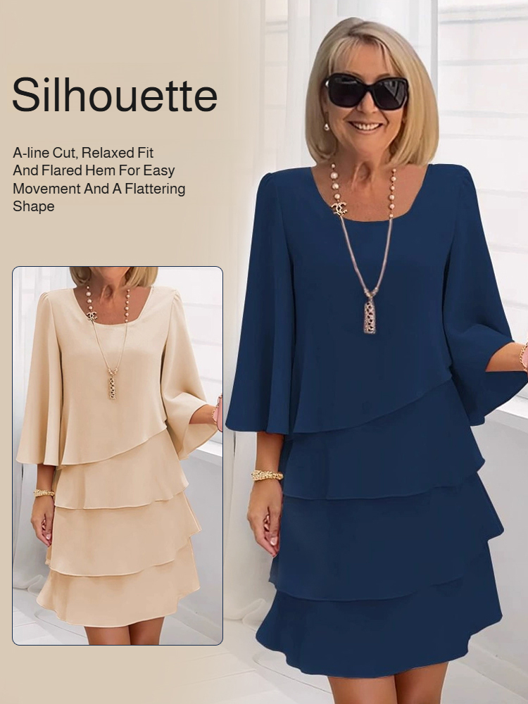 Lace Dress with Ruffled Long Sleeves