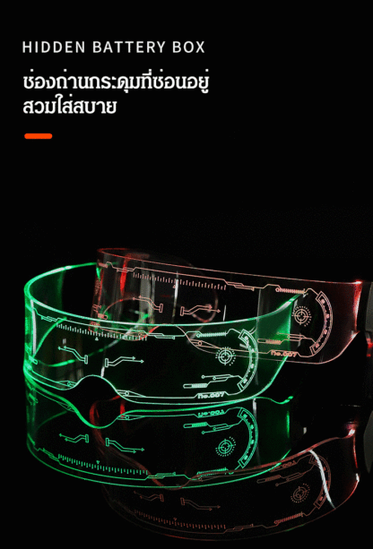 แว่นตาเรืองแสง LED สีสันสุทธิสีแดงร่วม Zebo พังก์แว่นกันแดดนิยายวิทยาศาสตร์บาร์