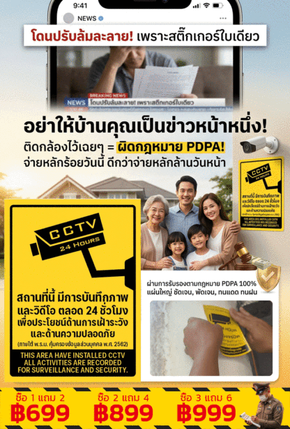 [ของจำเป็นในทุกบ้าน] สติ๊กเกอร์ป้ายเตือนการเฝ้าระวัง