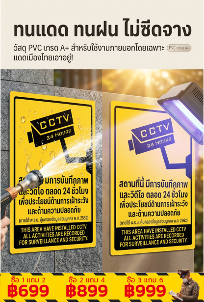 [ของจำเป็นในทุกบ้าน] สติ๊กเกอร์ป้ายเตือนการเฝ้าระวัง