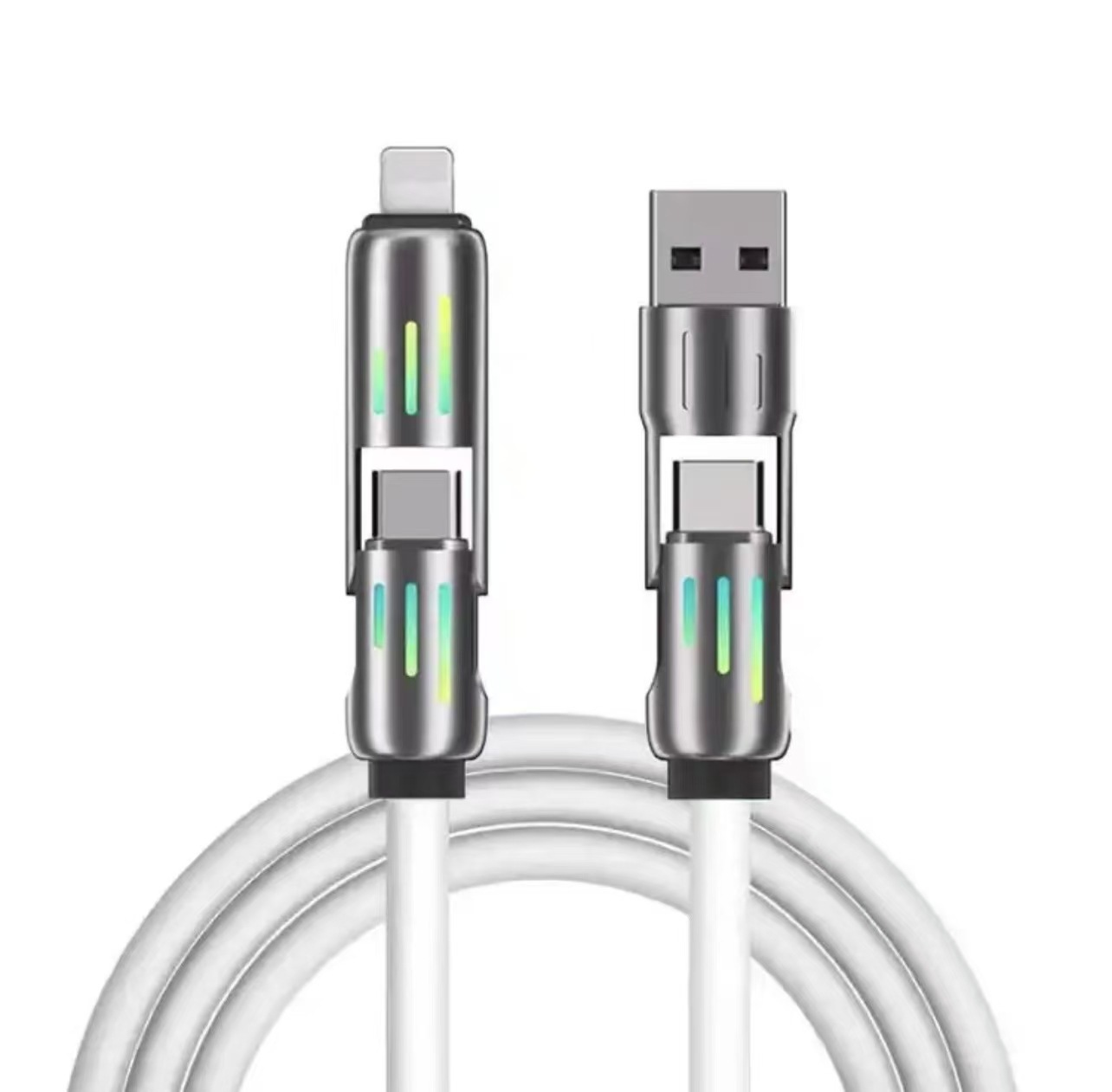สายชาร์จซิลิโคนแบบสองพอร์ตชาร์จเร็วพิเศษ 240W