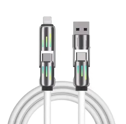 สายชาร์จซิลิโคนแบบสองพอร์ตชาร์จเร็วพิเศษ 240W