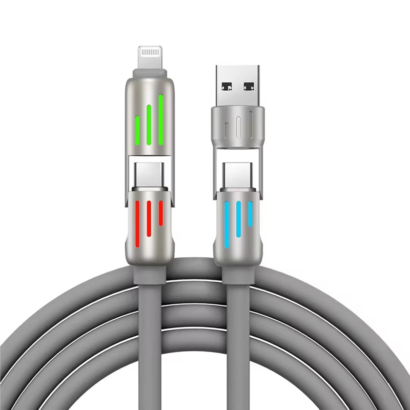 สายชาร์จซิลิโคนแบบสองพอร์ตชาร์จเร็วพิเศษ 240W