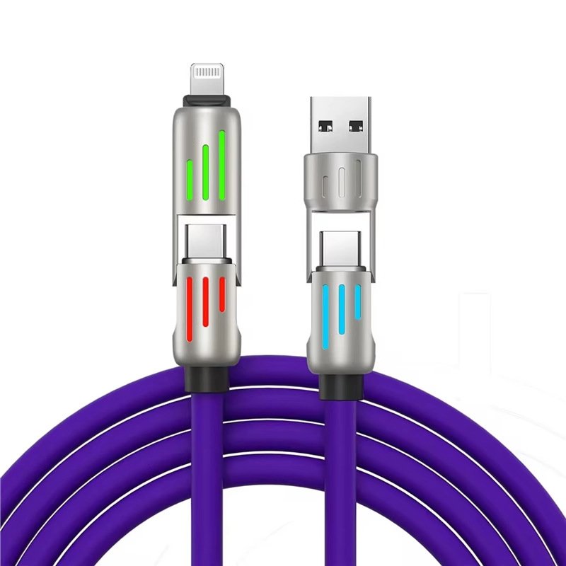 สายชาร์จซิลิโคนแบบสองพอร์ตชาร์จเร็วพิเศษ 240W