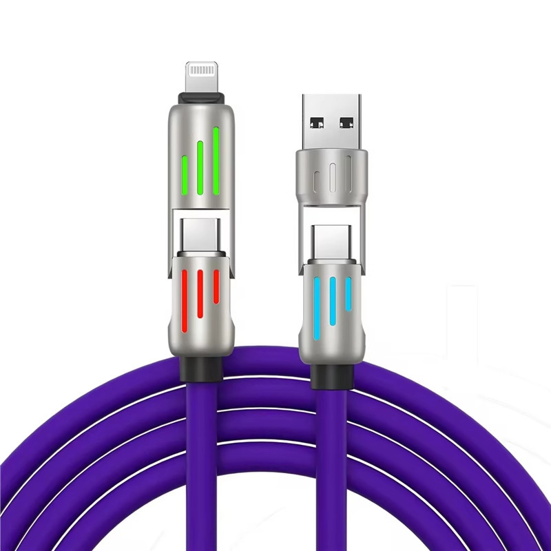 สายชาร์จซิลิโคนแบบสองพอร์ตชาร์จเร็วพิเศษ 240W