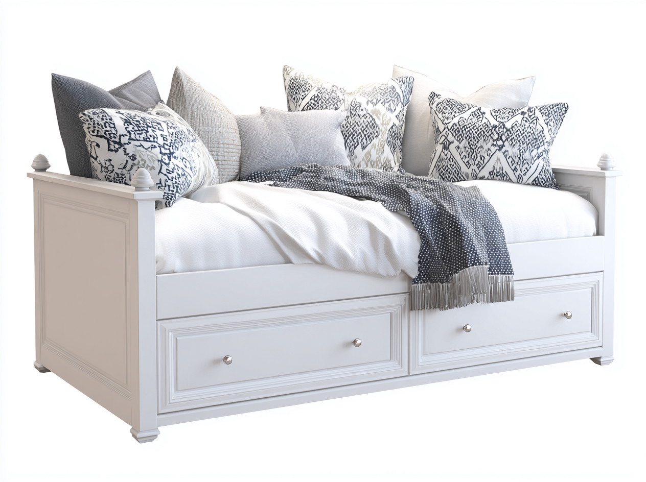 Sofa Bed Solid Wood Frame Daybed with Storage 200x95x85 cm - White - Classic Multifunctional Design-Havengethaus