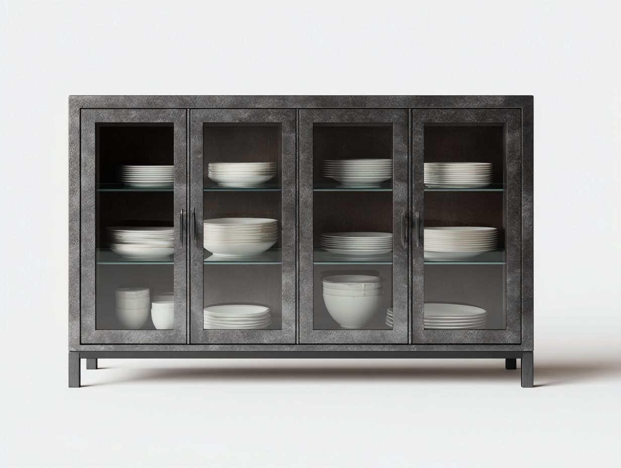 Display Cabinet Metal Frame Glass Door 180x40x85 cm - Dark Grey - Modern Storage and Display Design-Havengethaus